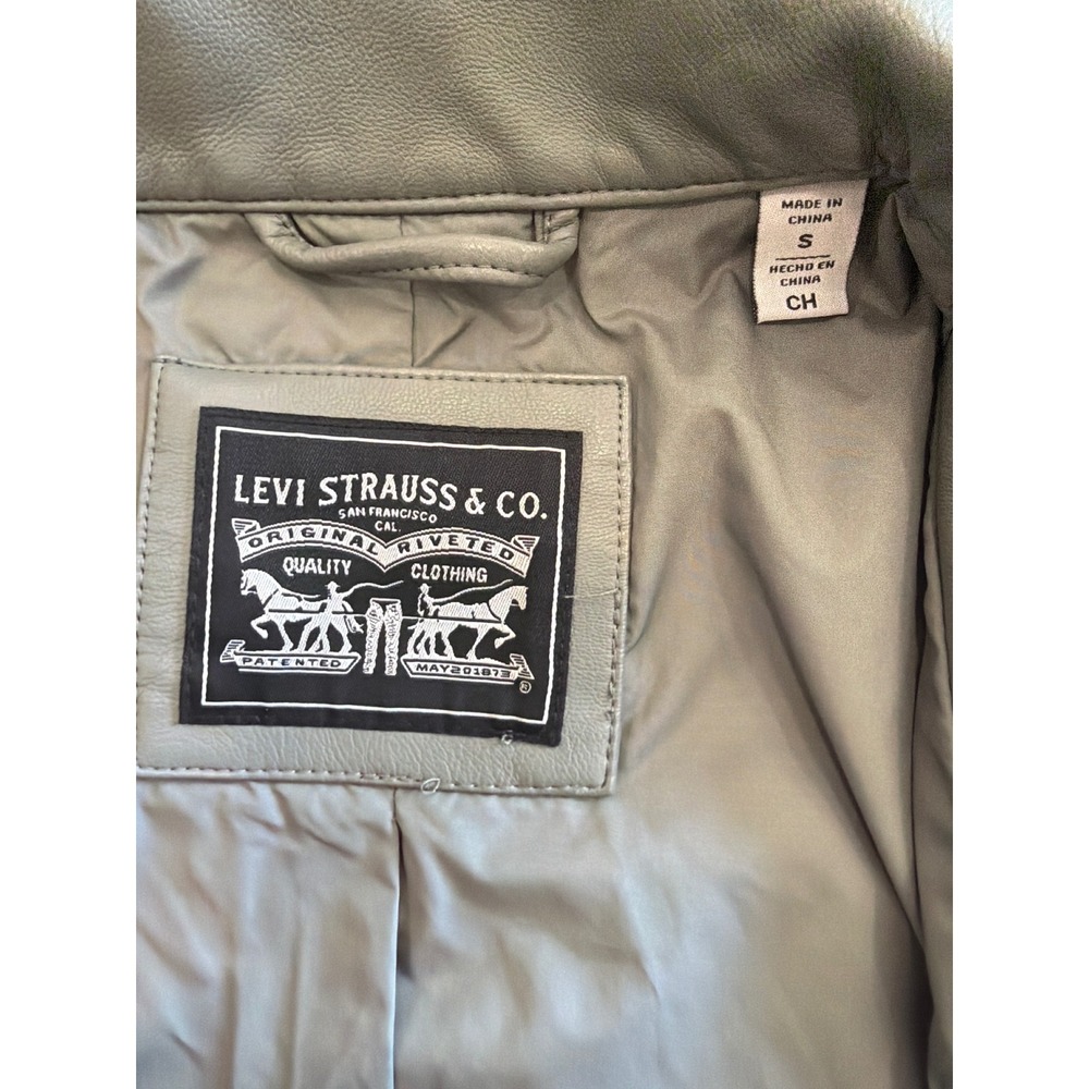 Levis Womens Faux Leather Moto Jacket Grey Zip Up LW1RU563 Size S - Picture 4 of 10